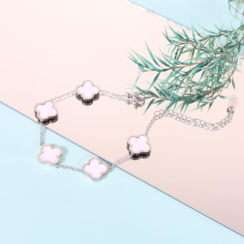 3PC Clover Bracelets Set 18k Gold Plated Lucky Clover Bracelet Women Adjustable Link Bracelets Cute Gold Jewelry4