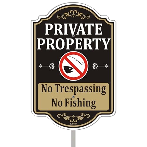 Private Property No Fishing Trespassing Sign 24 Hour Video Surveillance Violators Will Be Prosecuted 18 x 12 With 35 Long Metal Safety Stake With Stand Aluminum Outdoor Use Yard Business