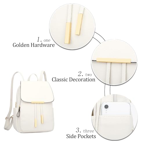Image of KKXIU Trendy Leather Backpack Purse for Women and Ladies Shoulder Travel Daypacks Bags (A-White)