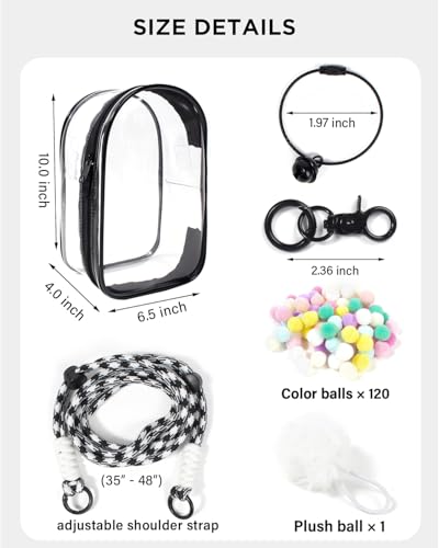 Image of Clear Figure Display Bag with Keychain for Doll, Protective Case for Plush Doll, Clear Hanging Display Cases, Crossbody Doll Storage Bag, PVC Storage Case Cover for Figures Dolls (Black, Large)