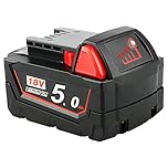 P0WER ELEKTR0 5.0Ah Lithium-Ion Battery Compatible with Milwaukee M18 18V tools 48-11-1820 48-11-185048-11-1828 48-11-10 Cordless Power Tools Batteries
