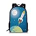AOOEDM Backpack - Mochila Escolar con Estilo para niños, Cohete, Astronauta, Nave Espacial, lanzadera, Universo, Viaje, Luna, Estrellas y Tierra, Decorativa para niños, 11 'L x 5' W x 17 'H