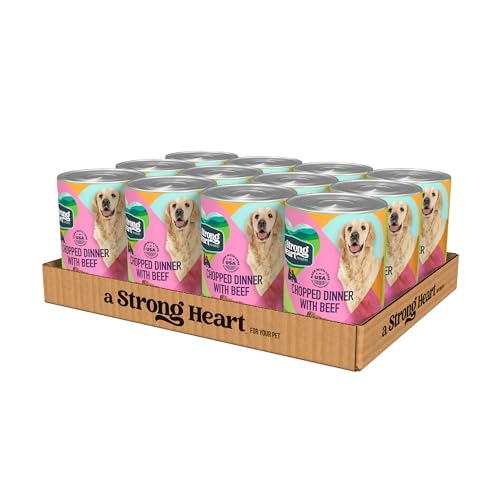 A Strong Heart Wet Dog Food, Chopped Dinner with Beef - 22 oz Cans (Pack of 12), Made in The USA with Real Beef