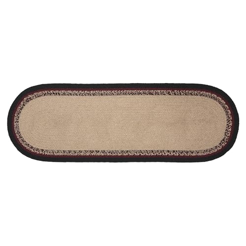 VHC-Brands-Braided-Cotton-Table-Runner-12×36-Cotton-Dining-Room-Kitchen-Table-Runner-Jute-Style-Farmhouse-Stenciled-Connell-Collection-Rectangle-12×36-Stars-Burgundy VHC Brands Braided Cotton Table Runner 12×36 Cotton Dining Room Kitchen Table Runner Jute Style Farmhouse Stenciled Connell Collection Rectangle 12×36 Stars Burgundy