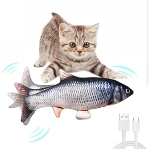 CRYSENDO 3D Print Floppy Fish Toy with Dancing Tail | Simulation Cat Toys to Keep Your Pet Active | Interactive Wagging Moving Cat Fish for Cat Training & Pet Play