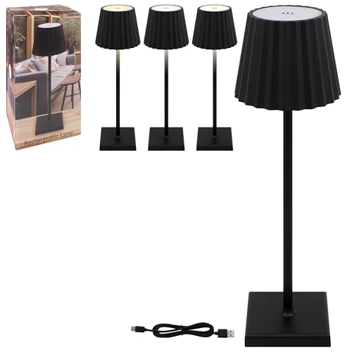 Lesser & Pavey Rechargeable LED Touch Lamp - Black for Home Decor & Living Room, Square Base - Image 3