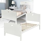 WZFANJIJ Twin Bed Solid Pine Wooden Single Bed Unfinished with Slats Support Suitable for Boys Girls