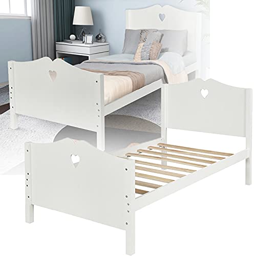 Wzfanjij Twin Bed Solid Pine Wooden Single Bed Unfinished With Slats Support Suitable For Boys Girls Kids Bedroom Wooden Bed Frame Single Bed With Headboard And Footboard Mattress Foundation #TOP27