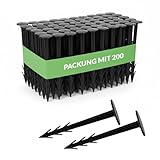 GARDENIX Erdhaken Garten 12cm, 200 Stück Erdanker Unkrautvlies, UV-beständige Kunststoff Erdnägel Unkrautvlies, Rostfreie Bodenanker für Gartenvlies, Zuverlässige Unkrautvlies Befestigung