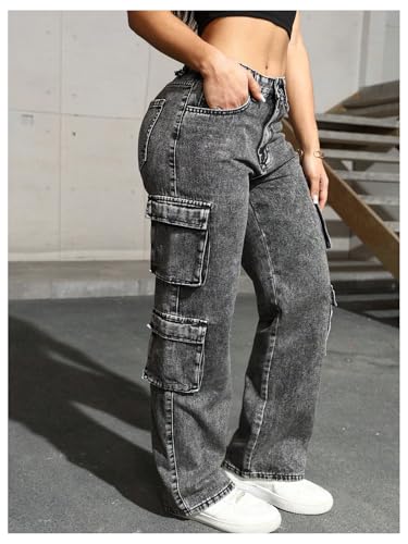 SOLY HUX Women's Cargo Jeans Y2k Straight Leg Casual Denim Pants with Pocket Streetwear4