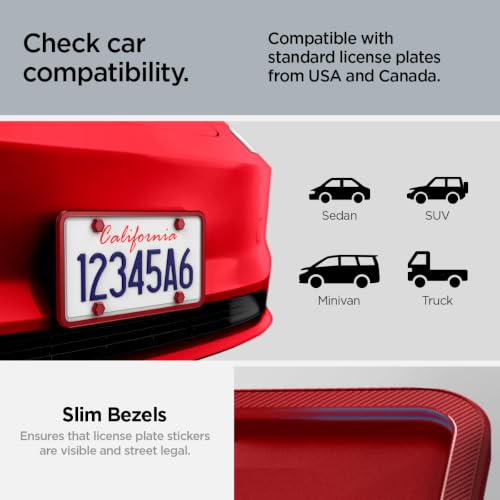 Image of Spigen 1 Pack Car License Plate Frame Holder Screws&Install Kit-Ultra Red
