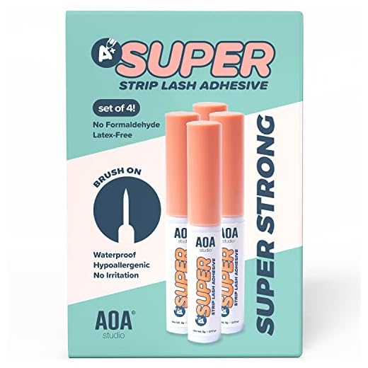 AOA Studio Eyelash Lash Glue Enhancers 4pcs Strip Lash Adhesive Strong Hold Water Proof Formula No Irritation Latex Free Long Lasing Quick Dry Eyelash Adhesive 0.17oz Each (4 Pack)