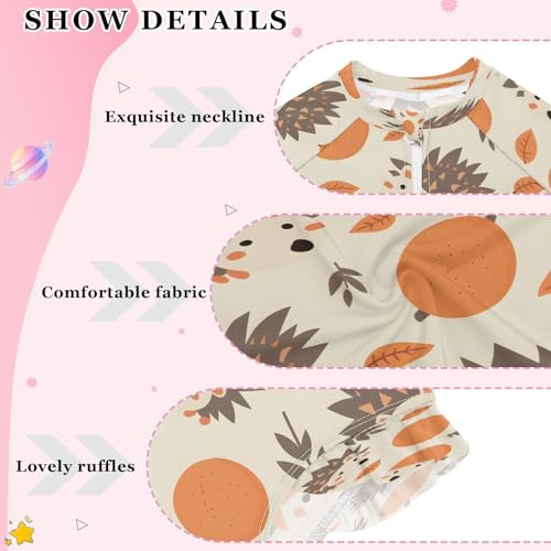 Hedgehog and Tangerine Girls Long Sleeve Swimsuits One Piece Zipper Bathing Suit UPF 50+ Rashguard Swimwear4
