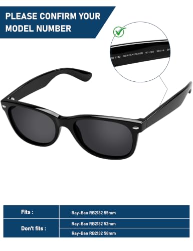 Image of LenzReborn High-impact Polarized Lens Replacement for RayBan Wayfarer RB2132 55mm /52mm /58mm Sunglass