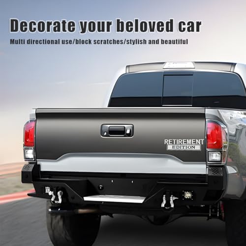 Image of HZEL Car Emblem, 2PCS 3D Retirement Vehicle Badge Edition Sticker, Automotive Exterior Bumper Hood Trunk Door Decal Replacement Accessories, Universal for SUV, Sedan, Truck (Silver Black)