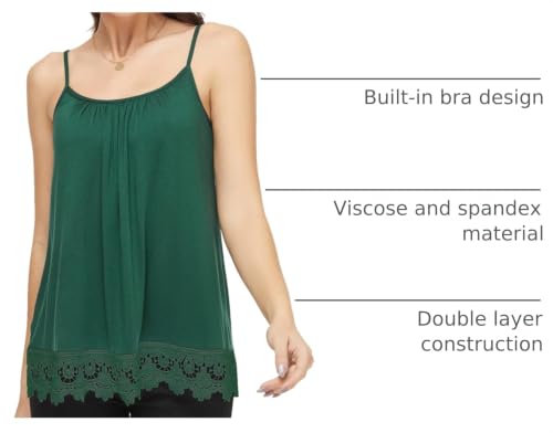Image of Camisoles for Women with Built in Bra Adjustable Strap Tank Tops Cami Sleeveless Summer Tops for Workout Sleeping Traveling
