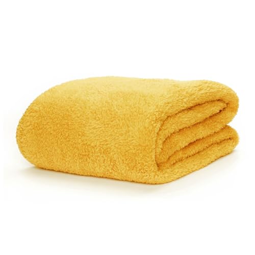 Snug Rug Mustard Yellow Blanket Sherpa Fleece Fluffy Luxury For Sofa Blankets Warm Winter Soft Throws 127 x 178cm (50"x 70") - Cosy Home Interiors Snug Rug Mustard Yellow Blanket Sherpa Fleece Fluffy Luxury For Sofa Blankets Warm Winter Soft Throws 127 x 178cm (50"x 70") - Image 4