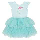 Disney Girls Princess Tutu Dress - Ruffle Short Sleeve Party Outfit for Toddlers & Kids - Fairy Tale Dress-Up (Little Mermaid Ariel Aqua Green, 2T)