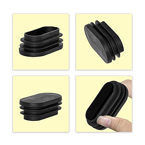 Image of Flyshop 20 x 30 mm, 13 /16 inch x 1-3 /16 inch OD Black Durable Plastic Plugs Tubing End Caps Oval Chair Glide Inserts 8 Pack