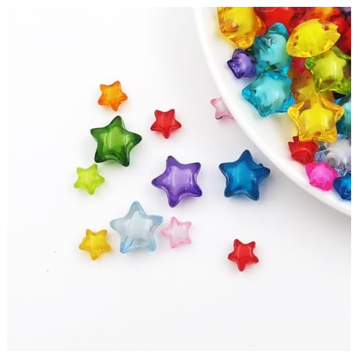 INSPIRELLE 250 Pieces Acrylic Star Beads 2 Sizes Bead in Bead for Jewelry Craft Making