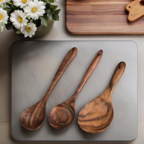 Espátula de madera ergonómica con acabado suave antiarañazos para cocina 8
