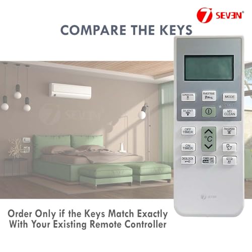 7SEVEN® Compatible with Hitachi Split Ac RSE/ESE/CSE-314HBD Model Original Remote of 168 Part Number Only Suitable with 1.2 Ton 3 Star Air Conditioner - Not Universal Hitachi Ac Remote 8 41y29e47t5L