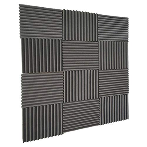 Paquete de 48 paneles acústicos de 30 x 30 x 2,5 cm para estudio acústico, azulejos de espuma de insonorización para estudio acústico, paneles de pared (negro)