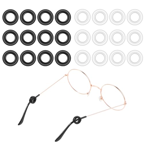 Qianyu 12 Pairs Glasses Ear Grip Eyeglasses Temple Tip Sleeve Retainer Silicone Anti-Slip Soft Comfortable Glasses Retainers For Spectacle Sunglasses Reading Eyewear Sport Eyeglasses (white,black)