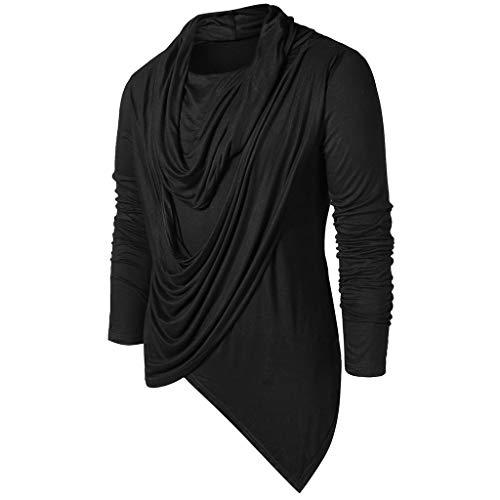 Mens Slim Fit Turtleneck Shirts Long Sleeve Retro Cowl Neck Gothic Shirts Casual Pirate Medieval Pullover2
