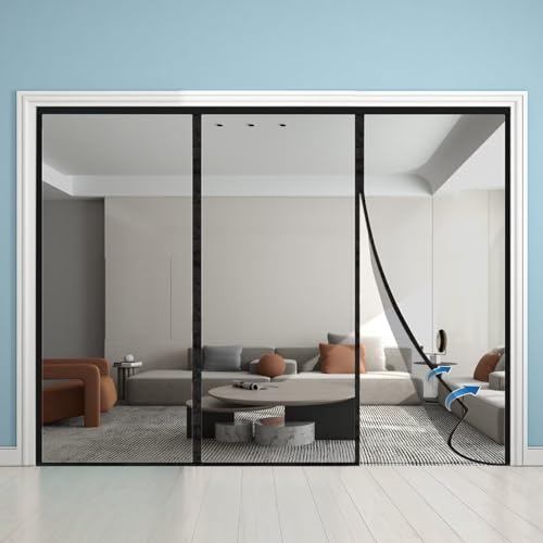 Magnetic Mosquito Net, 220x230cm, Fiberglass with Full Frame and Hands-Free Hook Loop for Kids and Pets Black