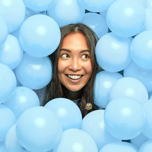 Image of AFTERLOON Natural Rubber Latex Mini Balloons 100 pcs Pastel Baby Blue 5 Inch, Plastic-Free Alternative Matte Color Durable Thickened Extra Strong Helium Float, Baby Shower Garland Wedding Decorations