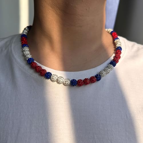 Baseball Necklace 16in/19in/22in Baseball Bling Drip Necklaces Rhinestone Clay Beaded Chain Necklace for Men Cool Sports Jewelry for Players Lovers4