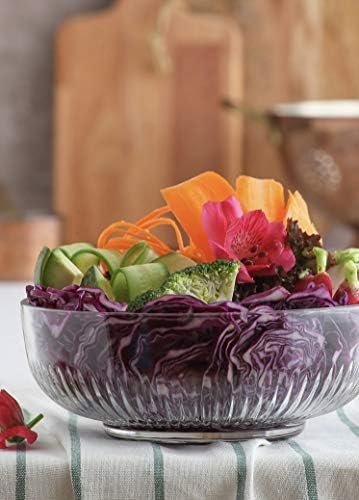 Large Glass Serving Bowl. Salad Bowl. Serving Dessert, Fruit, Trifle, Punch, Tableware Dish.