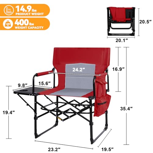 Silla Director Plegable para Camping Kamglide 2 unidades con Mesa Lateral Color Rojo miniatura 3