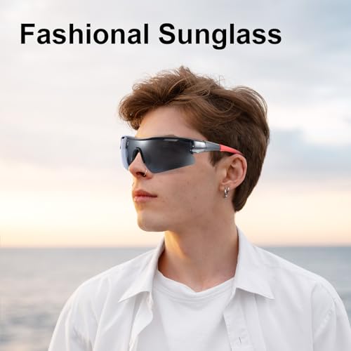ANLIOTO 4 Stück Fahrradbrille Herren Damen, Sport Sonnenbrille UV 400 Schutz für Outdooraktivitäten Wie Radfahren Fischen