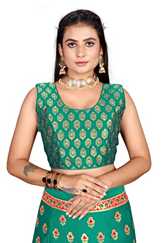 Image of LAHER Girl's Casual Wear Heavy Banarsi Jacquard Soft Silk Bridal Semi-Stitched Lehanga Choli With Dupatta Set.