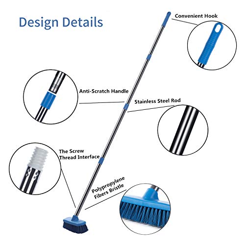 Meibei Floor Scrub Brush With Adjustable Long Handle-54 Inch, Stiff Bristle Grout Brush Tub And Tile Brush For Cleaning Bathroom, Patio, Kitchen, Wall And Deck #TOP3