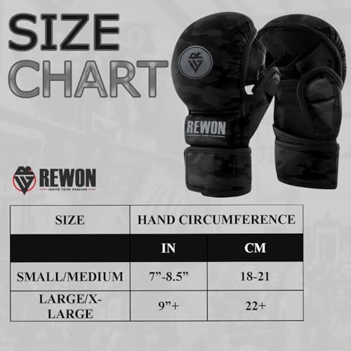 Foto von Rewon MMA Handschuhe - Sparring Grappling Handschuhe für Männer Damen, Hybrid Palm Kickboxen Kampfsport Training handschude