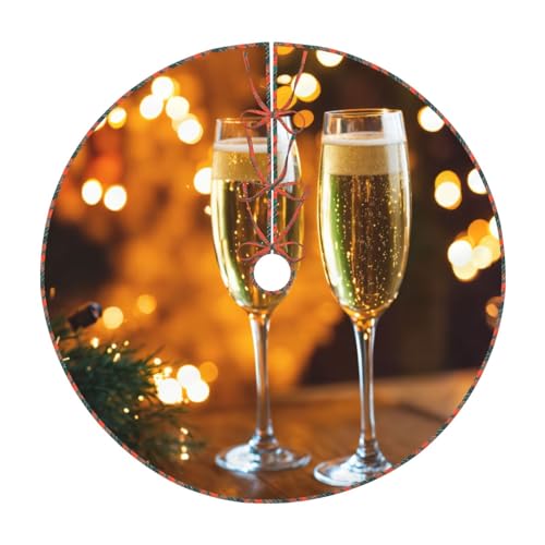 Jupe de sapin de Noël rustique et tapis de fête imprimé vin - 2