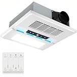 OIHYA 4 in 1 Bathroom Exhaust Fan with Light and Heater, 190 CFM Quiet Bathroom Exhaust Fan, 1800W Heater, 12W LED Light Combination with Remote Control for Bathrooms, Toilets, Hotels