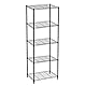 Catter House Klaus Metallregal mit Gitter, 160-56 x 35 x 160 cm, Schwarz mit 5 Böden, belastbar bis 175 kg, 35 kg pro Regal, verchromt und einfach zu montieren