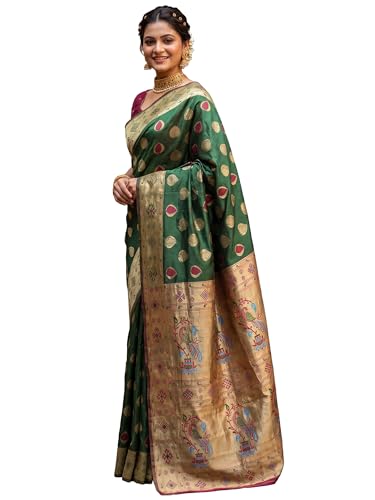 Image of AKHILAM Women's Kanjivaram Pure Soft Silk Saree For Women Saree With Unstitched Blouse Piece |Soft banarasi saree for women|silk saree pure silk