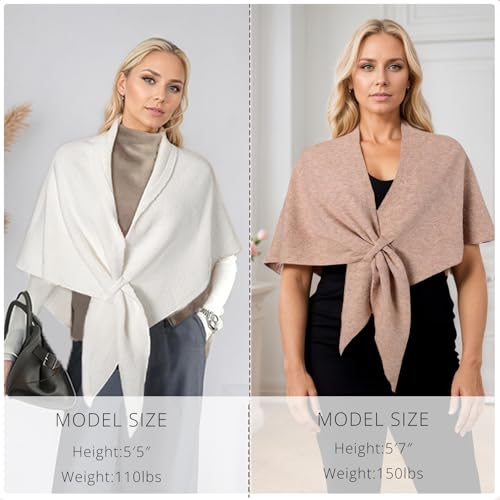 Women's Shawl Wrap Scarf Knitted Soft Warm Winter Poncho Cape Fall Fashion Elegant Cardigan Sweater Pashmina (Camel) — view 4