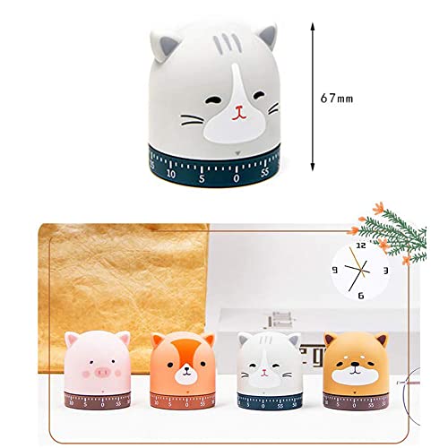 Red Dollar Mechanical Kitchen Timer, 60-Minute Wind Up Dial Rotating Countdown Egg Reminder No Batteries Loud Ring Cute Time Management For Cooking Valentine's Day Spring Gift (Grey) #TOP2