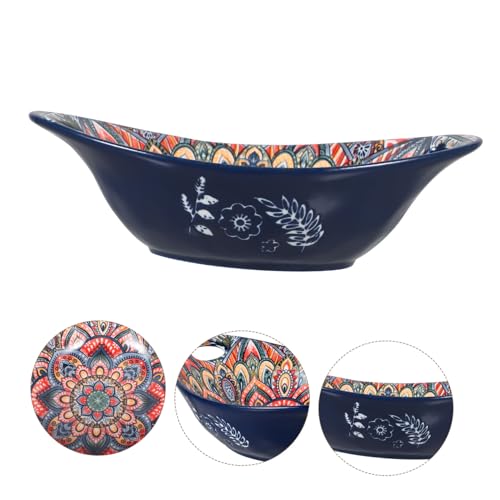Saladier en céramique bleu 23 cm iplusmile à double anse
