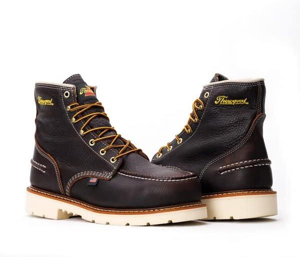 Miniatura 3 de Thorogood Serie 1957 - Botas de trabajo impermeables de 6 pulgadas con puntera de acero para hombre, cuero de grano completo con punta de mocasín,