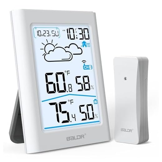 BALDR Indoor Outdoor Thermometer Wireless with Clock, Battery Powered Weather Station Indoor Outdoor, Portable Outside Temperature Monitor for Home Patio