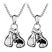GARNECK Guante de Boxeo de Acero Inoxidable Collar Guante de Lucha Colgante Cadena Punk Estilo Rock and Roll Hombres Joyería 2 Piezas Plata