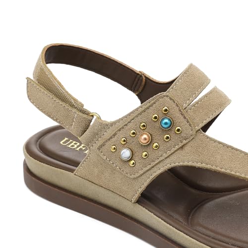 Image of UBFEN Womens Thong Sandals with Toe Loop Heel Strap for Beach | Dressy Casual Flat Flip Flops with Back Strap, Cushioned Footbed for Comfortable Summer Walking