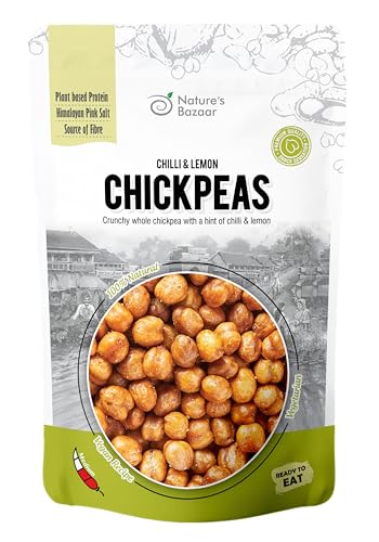 Nature's Bazaar Garbanzos con chile y limón, 225 g (paquete de 5), aperitivo crujiente picante y picante, alto en proteínas